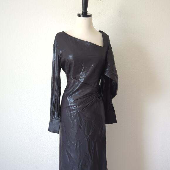 BCBGMAXAZRIA Wylie Dress Womens 38 6 Runway Designer Luxury Black Shimmer $368 - Picture 15 of 16